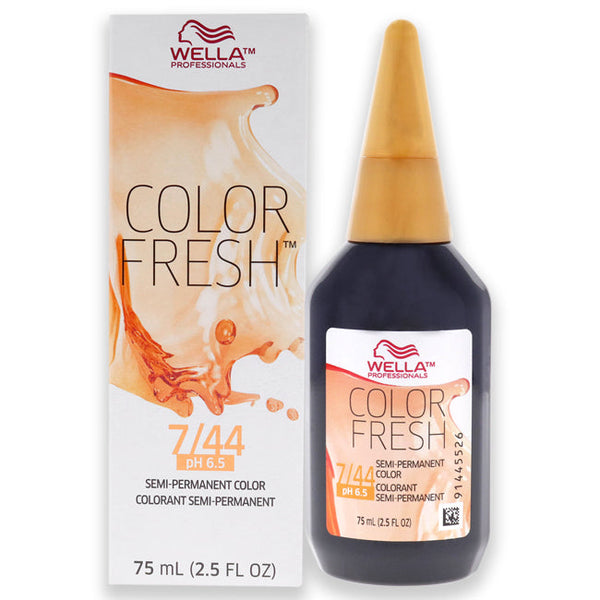 Wella Color Fresh Semi-Permanent Color - 7 44 Medium Blonde-Intense Red by Wella for Unisex - 2.5 oz Hair Color