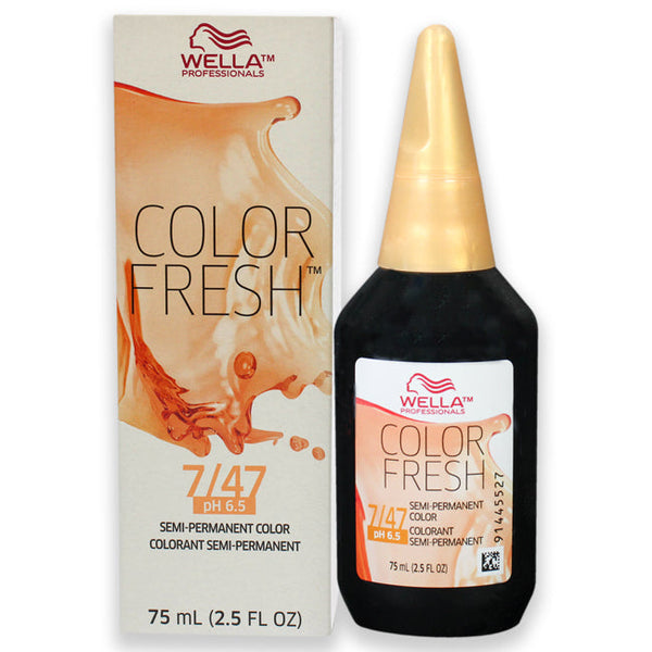 Wella Color Fresh Semi-Permanent Color - 7 47 Medium Blonde-Red Brown by Wella for Unisex - 2.5 oz Hair Color