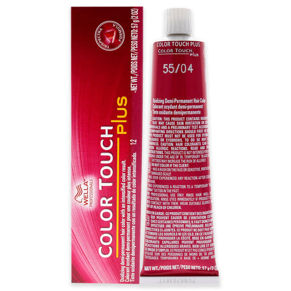 Wella Color Touch Plus Demi-Permanent Color - 55 04 Intense Light Brown-Natural Red by Wella for Unisex - 2 oz Hair Color