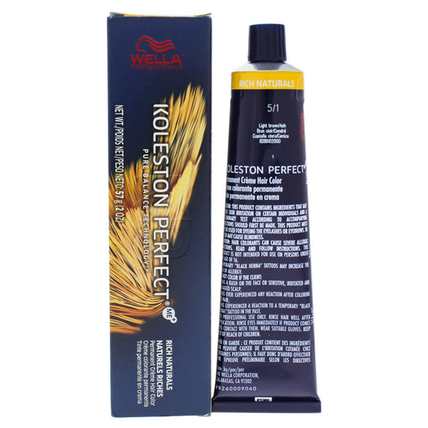 Wella Koleston Perfect Permanent Creme Hair Color - 5 1 Light Brown-Ash by Wella for Unisex - 2 oz Hair Color