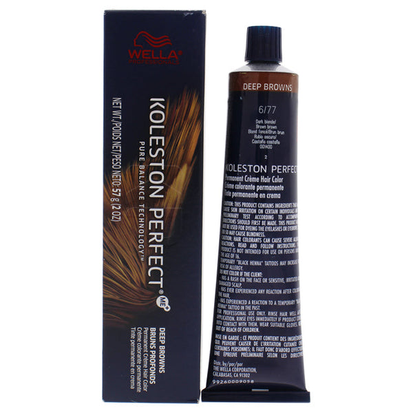 Wella Koleston Perfect Permanent Creme Hair Color - 6 77 Dark Blonde-Brown Brown by Wella for Unisex - 2 oz Hair Color