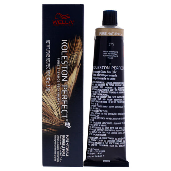 Wella Koleston Perfect Permanent Creme Hair Color - 7 0 Medium Blonde-Natural by Wella for Unisex - 2 oz Hair Color