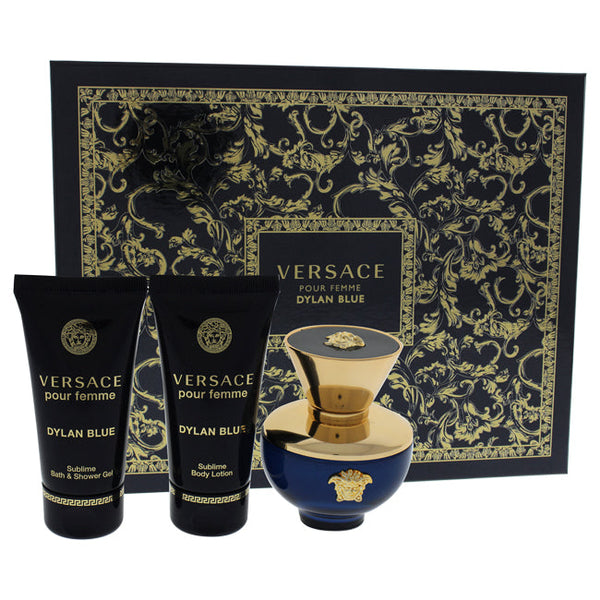 Versace Dylan Blue by Versace for Women - 3 Pc Gift Set 1.7oz EDP Spray, 1.7oz Sublime Bath and Shower Gel, 1.7oz Sublime Body Lotion