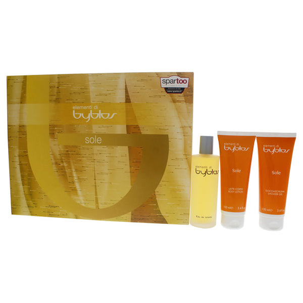 Byblos Elementi Di Sole by Byblos for Women - 3 Pc Gift Set 4.0oz EDT Spray, 3.4oz Shower Gel, 3.4oz Body Lotion
