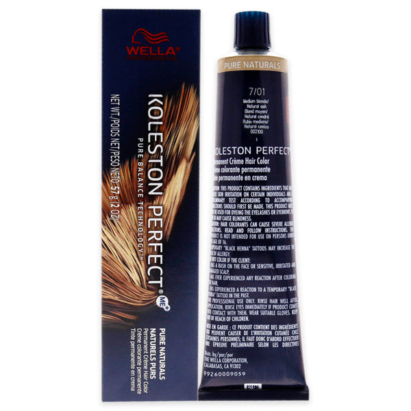 Wella Koleston Perfect Permanent Creme Hair Color - 7 01 Medium Blonde-Natural Ash by Wella for Unisex - 2 oz Hair Color