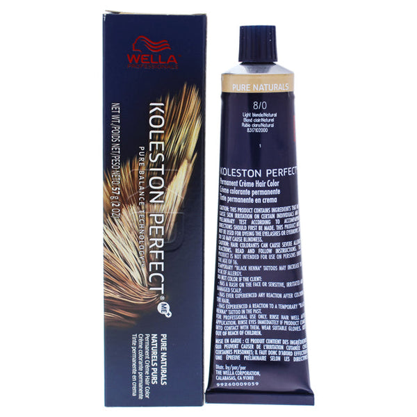 Wella Koleston Perfect Permanent Creme Haircolor - 8 0 Light Blonde-Natural by Wella for Unisex - 2 oz Hair Color