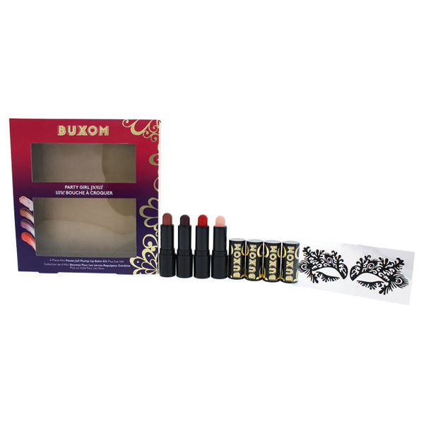 Buxom Party Girl Pout Set by Buxom for Women - 4 x 0.11 oz Mini Powerplump Lip Balm Big-O, Glowing, Fiery, Flushed