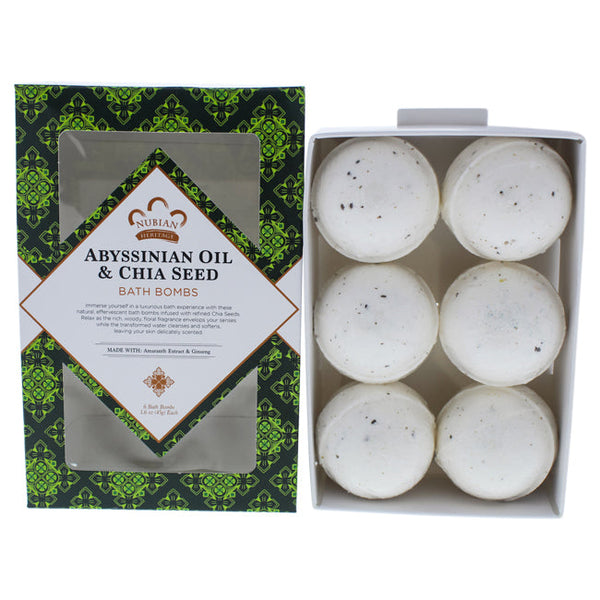 Nubian Heritage Abyssinian Oil and Chia Seed Bath Bombs by Nubian Heritage for Unisex - 6 x 1.6 oz Bath Bomb