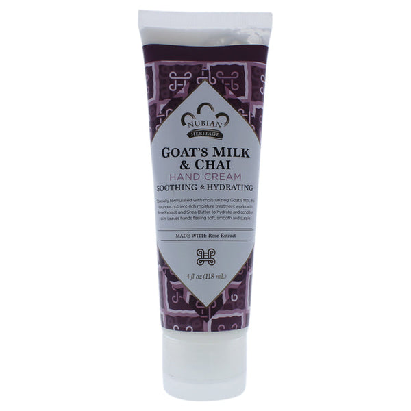 Nubian Heritage Goats Milk and Chai Hand Cream by Nubian Heritage for Unisex - 4 oz Cream