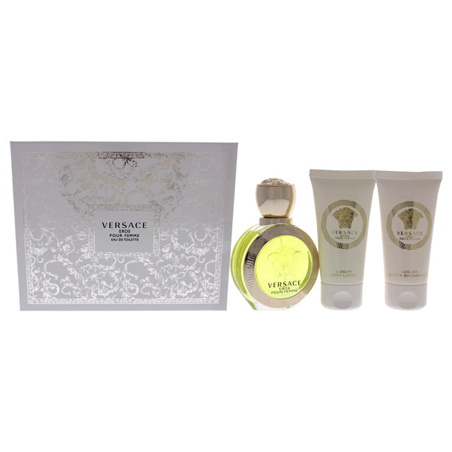 Versace Versace Eros Pour Femme by Versace for Women - 3 Pc Gift Set 1.7oz EDT Spray, 1.7oz Luxury Bath Shower Gel, 1.7oz Luxury Body Lotion