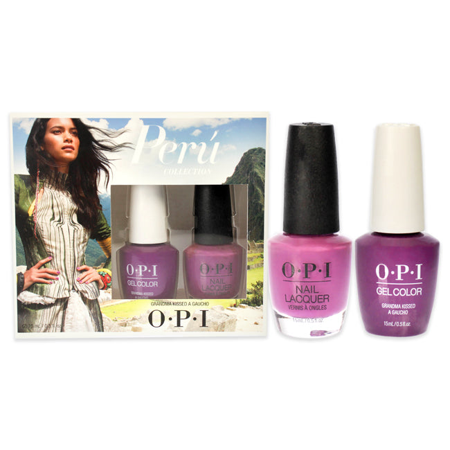 OPI Peru GelColor and Lacquer Duo by OPI for Women - 2 x 0.5 oz GelColor - Grandma Kissed a Gaucho, Nail Lacquer - Grandma Kissed a Gaucho