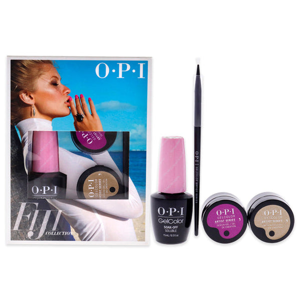 OPI Fiji GelColor and Artist Series Trio - 1 by OPI for Women - 3 Pc 0.5oz GelColor - Getting Nadi On My Honeymoon, 0.21oz Artist Series - Bronze Has More Fun, 0.21oz Artist Series - Rate V for Violet, Artist Series Mini Striper Brush
