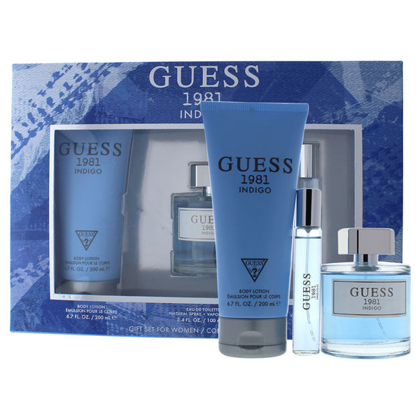 Guess Guess 1981 Indigo by Guess for Women - 3 Pc Gift Set 3.4oz EDT Spray, 0.5oz EDT Spray, 6.7oz Body Lotion