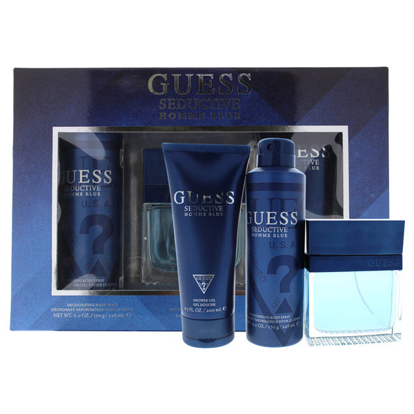 Guess Seductive Homme Blue by Guess for Men - 3 Pc Gift Set 3.4oz EDT Spray, 6.0oz Deodorant Body Spray, 6.7oz Shower Gel