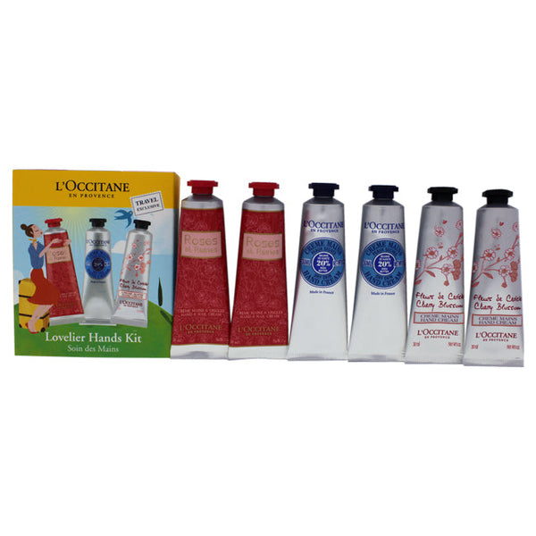 LOccitane Lovelier Hands Kit by LOccitane for Unisex - 6 x 1 oz 2 Rose, 2 Shea Dry Skin, 2 Cherry Blossom