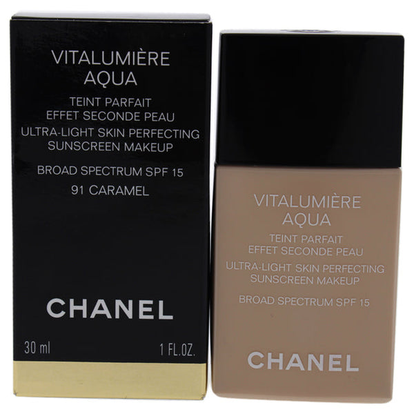 Chanel Vitalumiere Aqua Ultra Light Skin Perfecting Make Up SPF 15 - # 91 Caramel by Chanel for Women - 1 oz Foundation