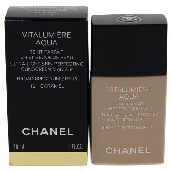 Chanel Vitalumiere Aqua Ultra-Light Skin Perfecting Sunscreen Makeup SPF 15 - 121 Caramel by Chanel for Women - 1 oz Foundation