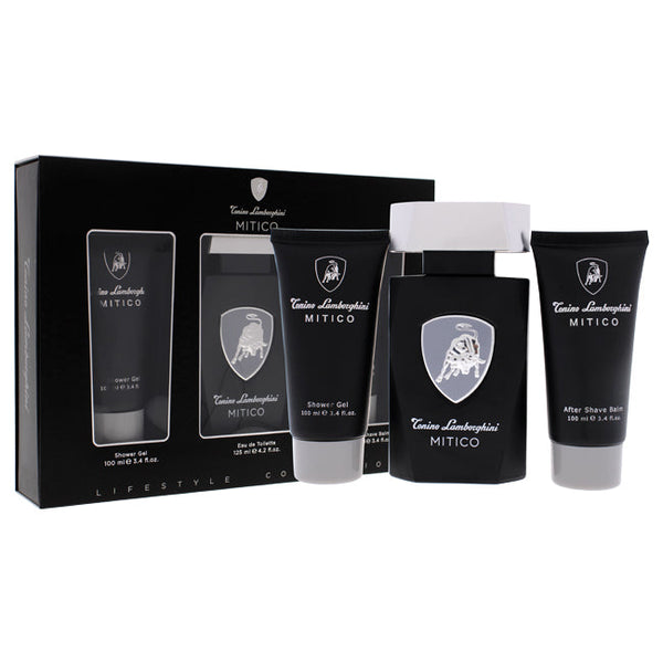 Tonino Lamborghini Mitico by Tonino Lamborghini for Men - 3 Pc Gift Set 4.2oz EDT Spray, 3.4oz Shower Gel, 3.4oz After Shave Balm