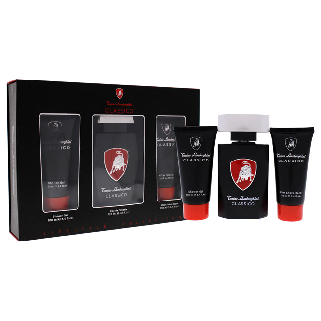 Tonino Lamborghini Classico by Tonino Lamborghini for Men - 3 Pc Gift Set 4.2oz EDT Spray, 3.4oz Shower Gel, 3.4oz After Shave Balm