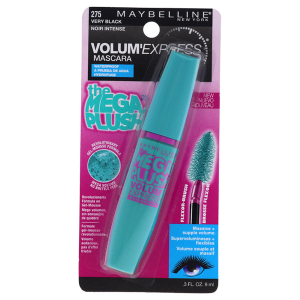 Maybelline Volum Express The Mega Plush Waterproof Mascara - # 275 Very Black by Maybelline for Women - 0.3 oz Mascara