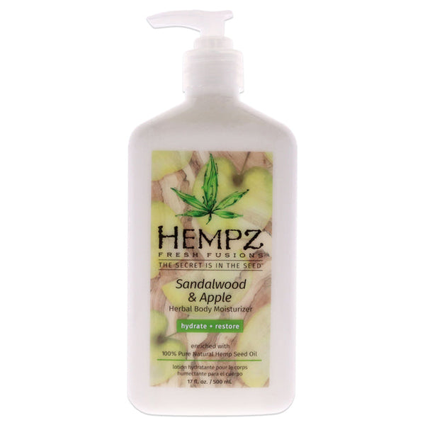 Hempz Fresh Fusions Sandalwood and Apple Herbal Body Moisturizer by Hempz for Unisex - 17 oz Moisturizer