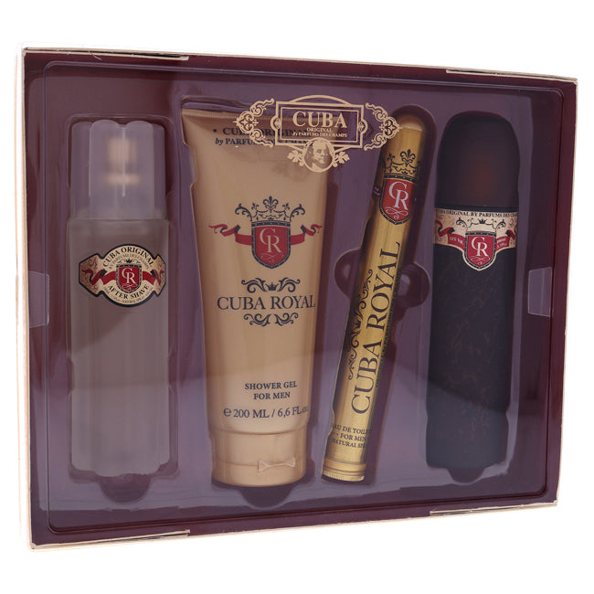 Cuba Cuba Royal by Cuba for Men - 4 Pc Gift Set 3.4oz EDT Spray, 1.7oz EDT Spray, 3.3oz After Shave, 6.7oz Shower Gel