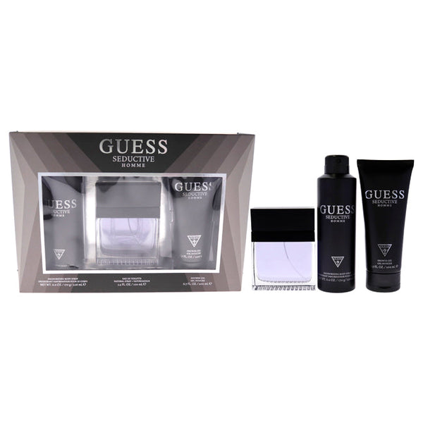 Guess Seductive by Guess for Men - 3 Pc Gift Set 3.4oz EDT Spray, 6oz Deodorizing Body Spray, 6.7oz Shower Gel