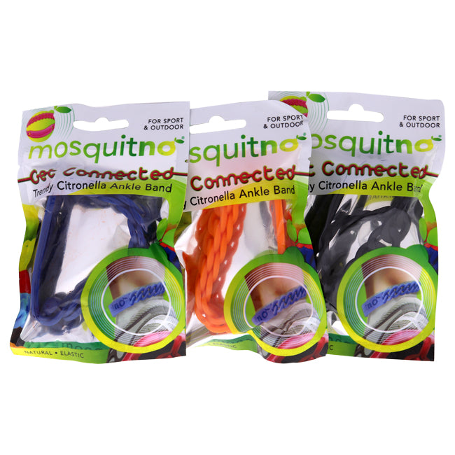 Mosquitno Get Connected Citronella Ankle Band Set by Mosquitno for Unisex - 3 Pc Band Orange, Blue, Black