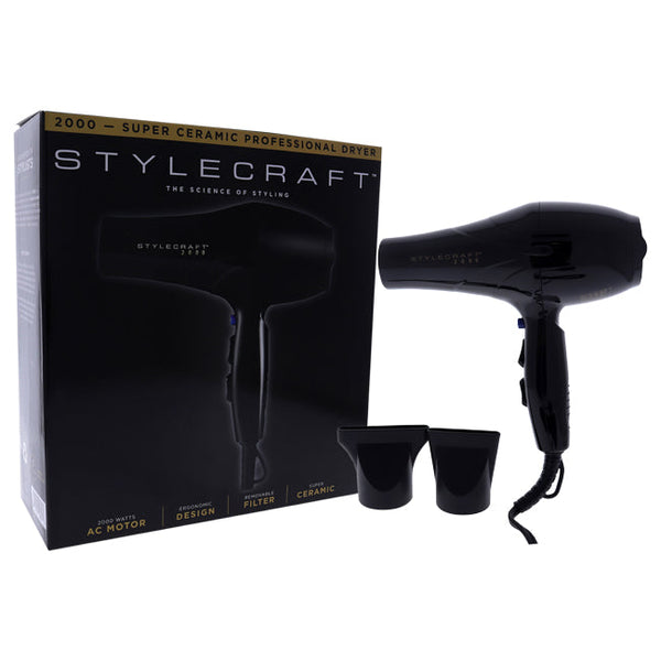 StyleCraft 2000 Super Ceramic Dryer - Black by StyleCraft for Unisex - 1 Pc Hair Dryer