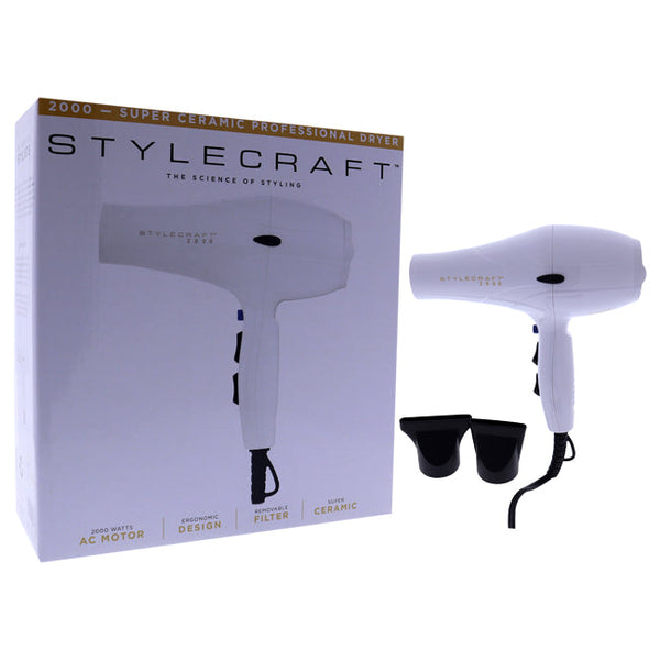 StyleCraft 2000 Super Ceramic Dryer - White by StyleCraft for Unisex - 1 Pc Hair Dryer