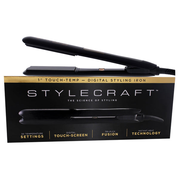 StyleCraft Touch-Temp Digital Styling Iron - SCTT1 Black by StyleCraft for Unisex - 1 Inch Flat Iron