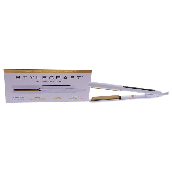 StyleCraft Touch-Temp Digital Styling Iron - SCTT1W White by StyleCraft for Unisex - 1 Inch Flat Iron