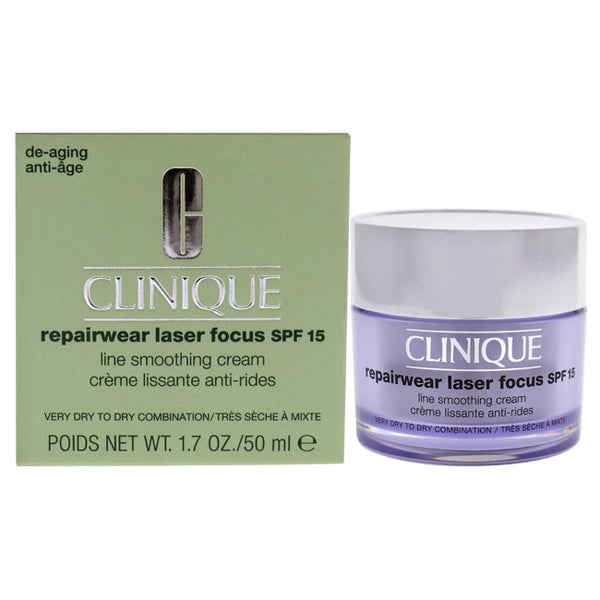 Clinique Repairwear Laser Focus Line Smoothing Cream SPF 15 - Very Dry to Dry Combination by Clinique for Women - 1.7 oz Cream
