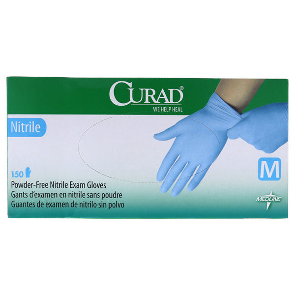 Curad Curad Powder-Free Nitrile Disposable Exam Gloves Blue - Medium by Curad for Unisex - 150 Count Gloves