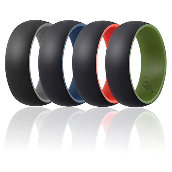 ROQ Silicone Ring - Duo Collection Dome Style Set by ROQ for Men - 4 x 14 mm Ring