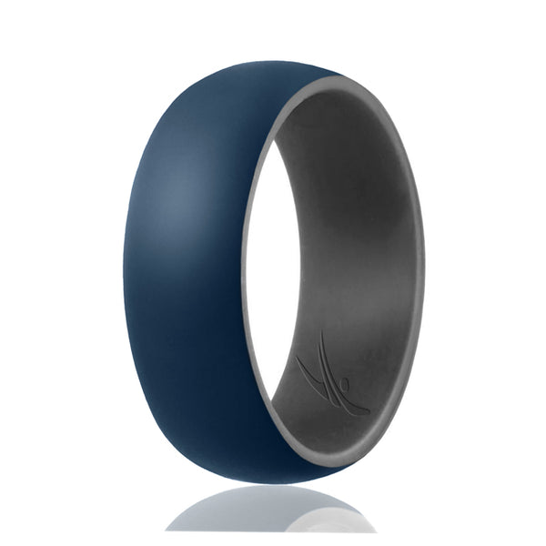 ROQ Silicone Ring - Duo Collection Dome Style - Grey-Blue by ROQ for Men - 9 mm Ring