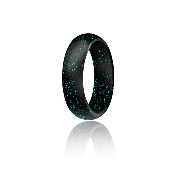 ROQ Silicone Ring - Dome Style - Black with Glitter Turquoise by ROQ for Women - 9 mm Ring