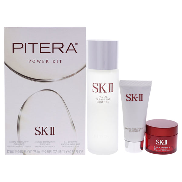 SK II Pitera Power Kit by SK-II for Unisex - 3 Pc 2.5 oz Facial Treatment Essence, 0.57 oz Facial Treatment Cleanser, 0.50 oz RNA Cream