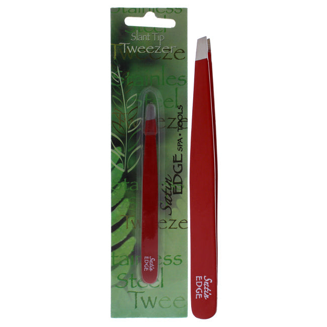 Satin Edge Slant Tip Tweezer - Red by Satin Edge for Unisex - 1 Pc Tweezer