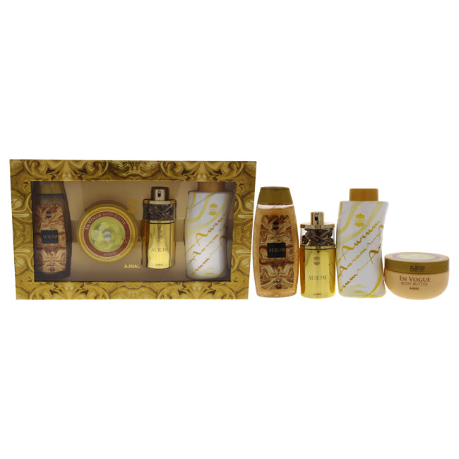 Ajmal Aurum by Ajmal for Women - 4 Pc Gift Set 2.5oz EDP Spray, 7.05oz Body Butter, 6.7oz Shower Gel, 3.5oz Perfumed Body Powder