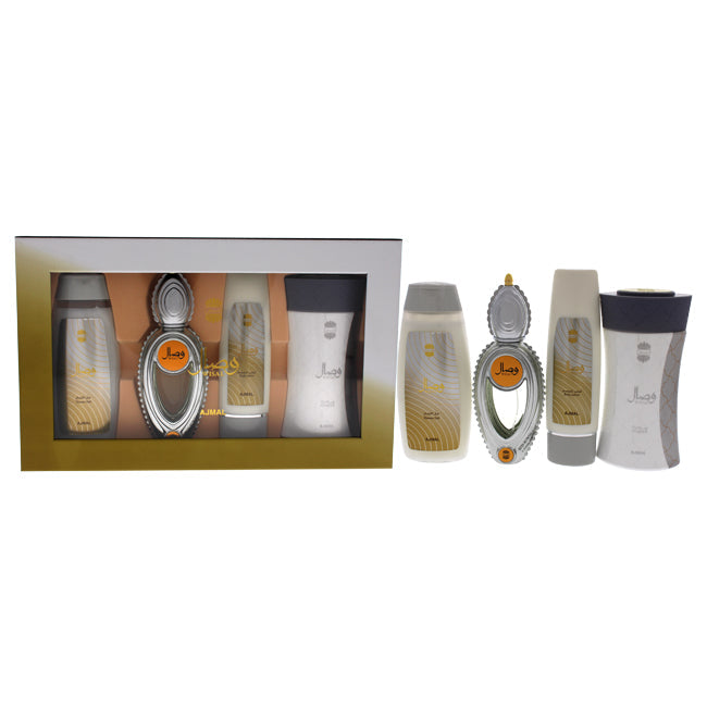 Ajmal Wisal by Ajmal for Women - 4 Pc Gift Set 1.7oz EDP Spray, 3.4oz Body Lotion, 6.7oz Shower Gel, 2.82oz Body Powder