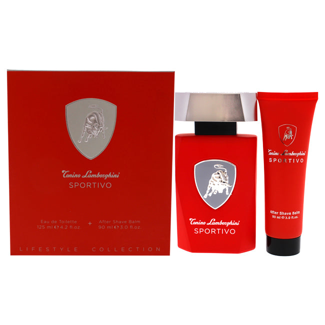 Tonino Lamborghini Lamborghini Sportivo by Tonino Lamborghini for Men - 2 Pc Gift Set 4.2oz EDT Spray, 3.0oz After Shave Balm