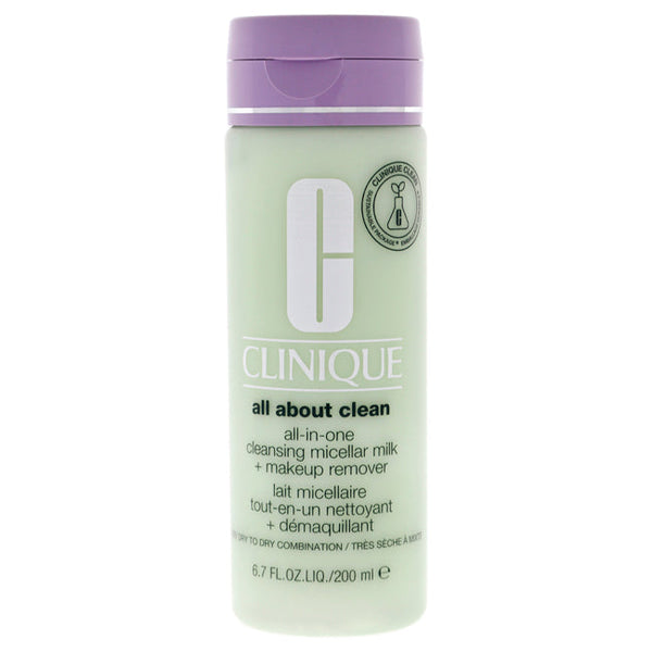 Clinique All About Clean All-In-One Cleansing Micellar Milk and Makeup Remover - Dry Skin by Clinique for Women - 6.7 oz Cleanser