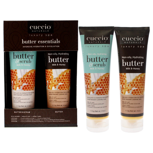 Cuccio Naturale Luxury Spa Butter Essentials Kit - Milk and Honey by Cuccio Naturale for Women - 2 Pc 4oz Butter Scrub, 4oz Butter