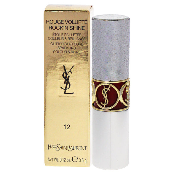 Yves Saint Laurent Rouge Volupte RockN Shine Lipstick - 12 Rockstage Red by Yves Saint Laurent for Women - 0.12 oz Lipstick