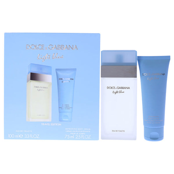 Dolce and Gabbana Light Blue by Dolce and Gabbana for Women - 2 Pc Gift Set 3.3oz EDT Spray, 2.5oz Body Cream