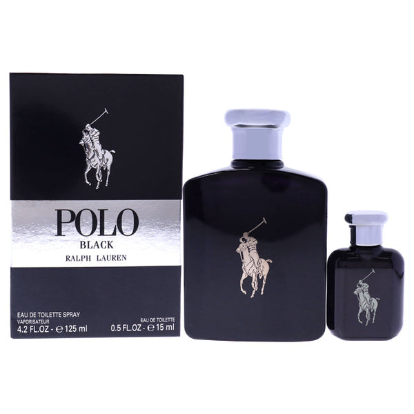 Ralph Lauren Polo Black by Ralph Lauren for Men - 2 Pc Gift Set 4.2oz EDT Spray, 0.5oz EDT Spray