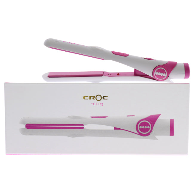 Croc Plug Detachable Mini Flat Iron - White-Pink by Croc for Unisex - 0.75 Inch Flat Iron