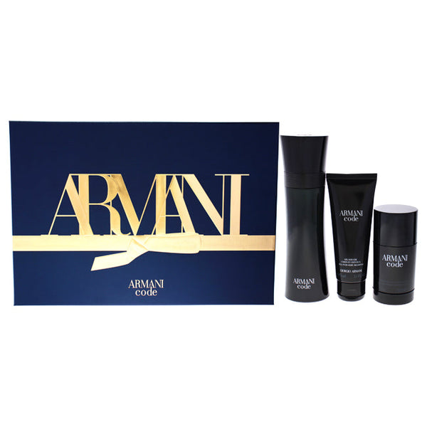 Giorgio Armani Armani Code by Giorgio Armani for Men - 3 Pc Gift Set 4.2oz EDT Spray, 2.5oz All over Body Shampoo, 2.6oz Deodorant Stick