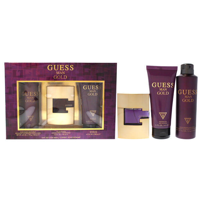 Guess Guess Gold by Guess for Men - 3 Pc Gift Set 2.5oz EDT Spray, 6.0oz Deodorizing Body Spray, 6.7oz Shower Gel